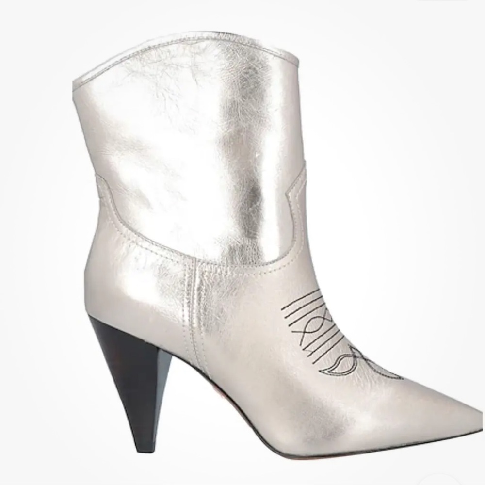 LOLA CRUZ  Ankle Boot  leather Platinum  Cone heels size 37